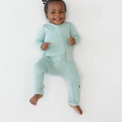 Zippered Romper in Sage