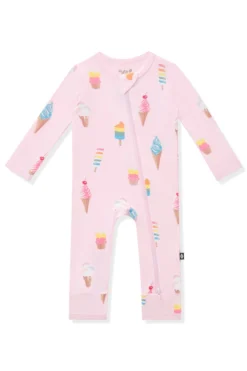 Zippered Romper in Sakura Ice Cream