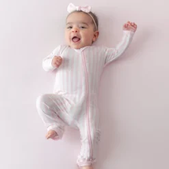 Zippered Romper in Small Sakura Stripe