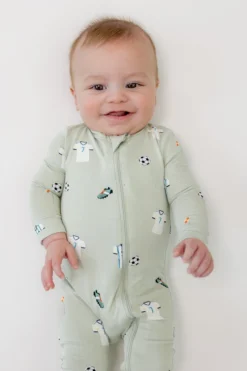 Zippered Romper in Soccer