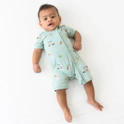 Zippered Shortall Romper in Golf