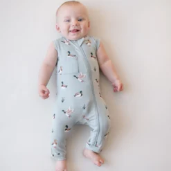 Zippered Sleeveless Romper in Mallard Duck