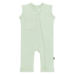 Zippered Sleeveless Romper in Basil