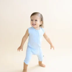 Zippered Sleeveless Romper in Breeze