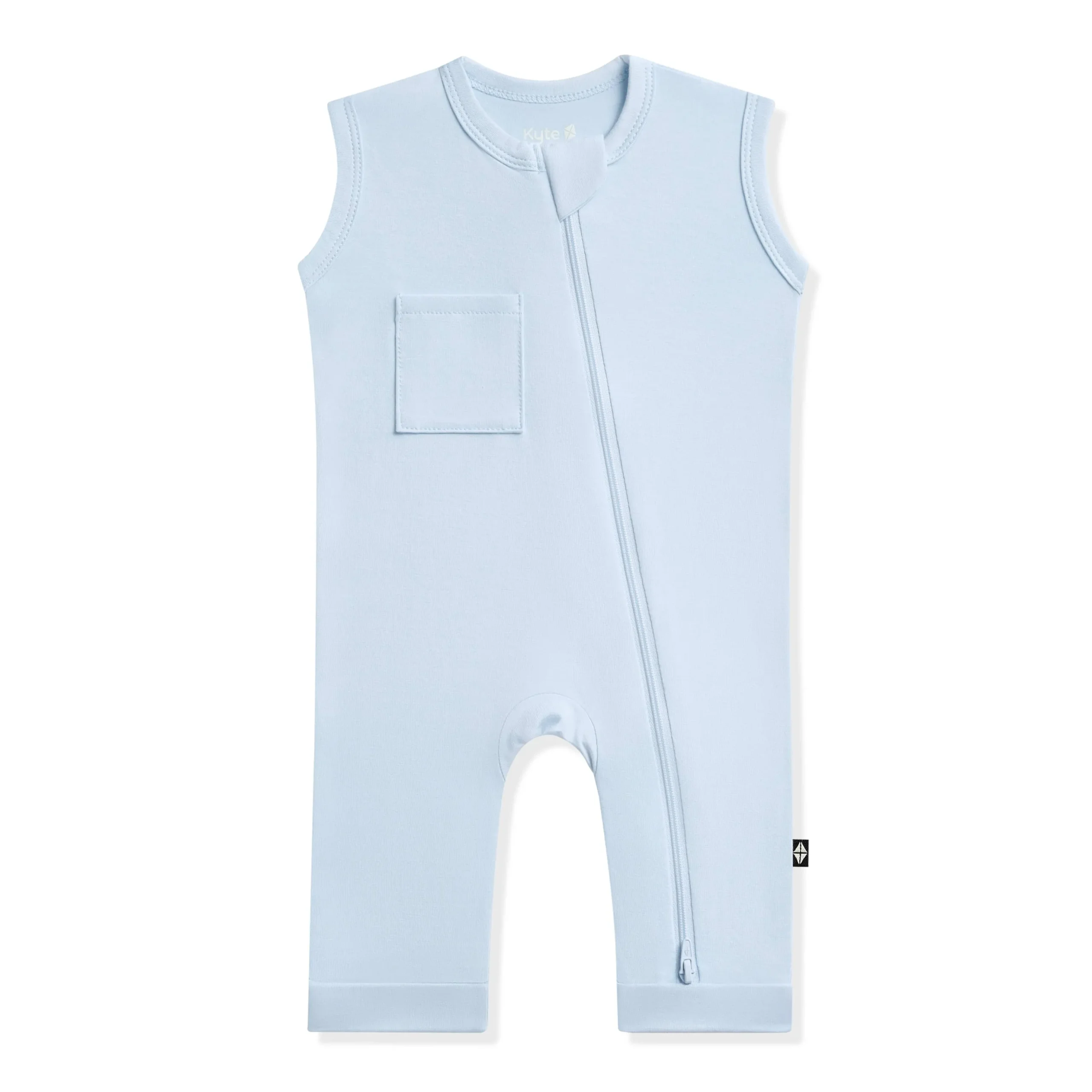 Zippered Sleeveless Romper in Breeze