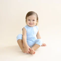 Zippered Sleeveless Romper in Breeze