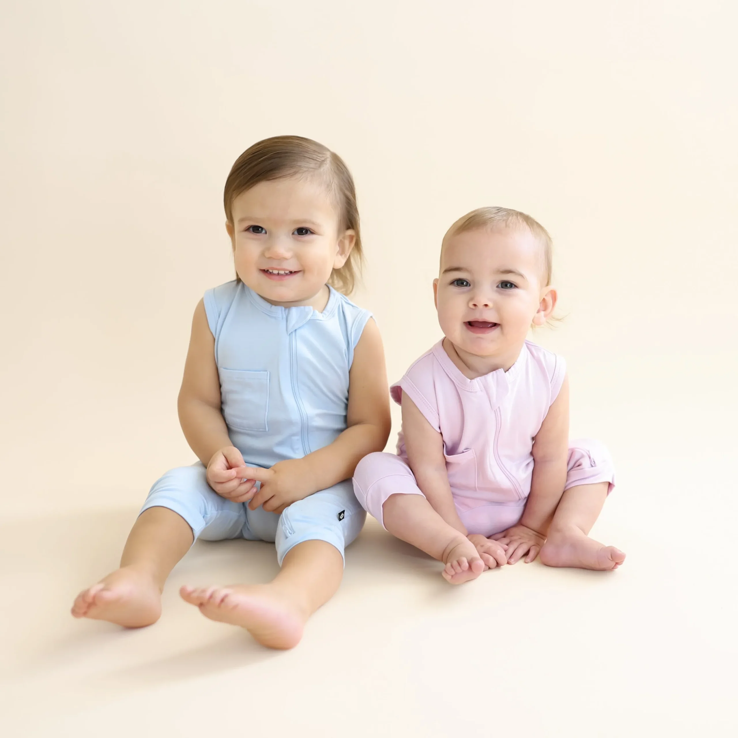Zippered Sleeveless Romper in Breeze