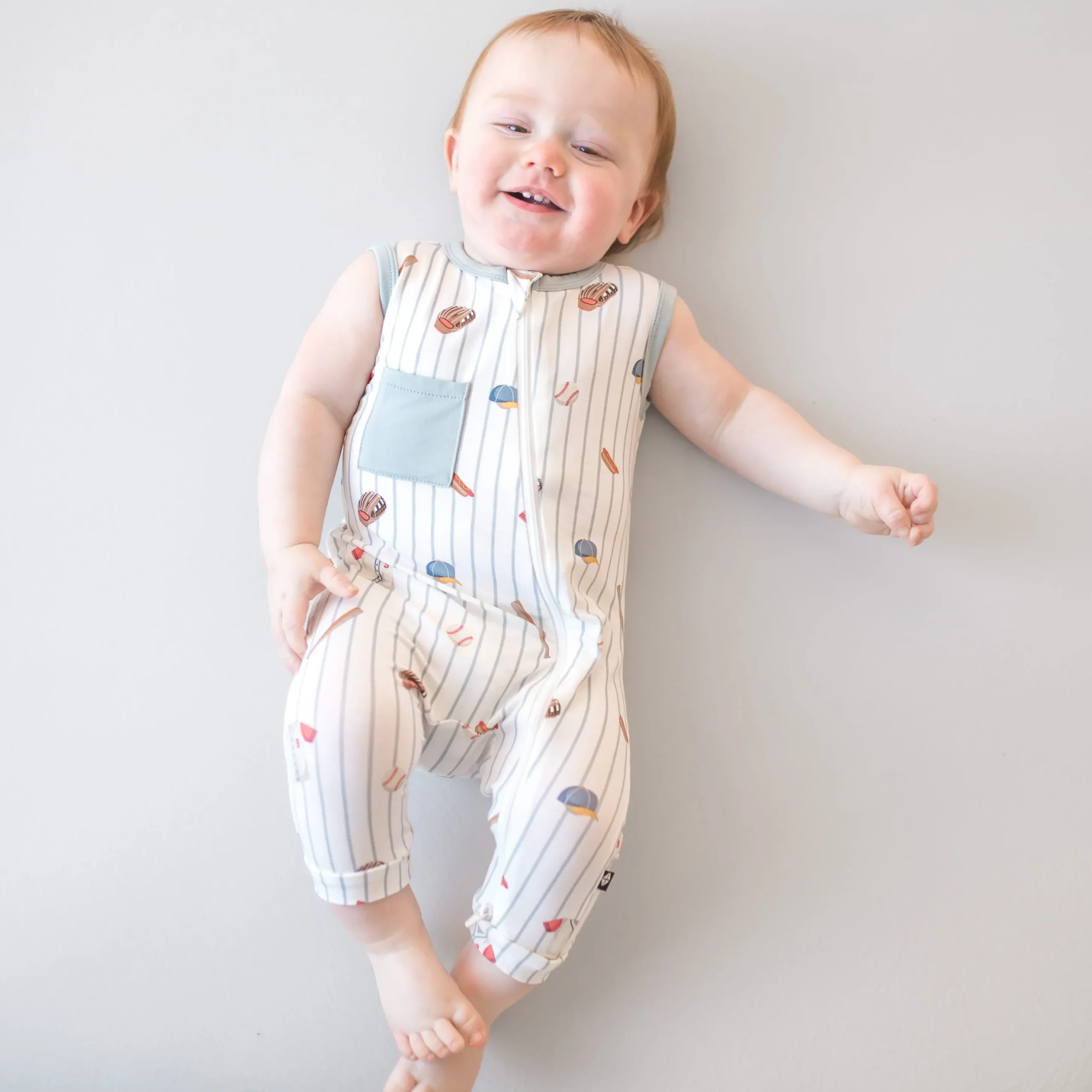 Zippered Sleeveless Romper in Home Run