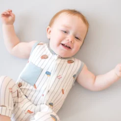 Zippered Sleeveless Romper in Home Run