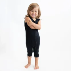 Zippered Sleeveless Romper in Midnight