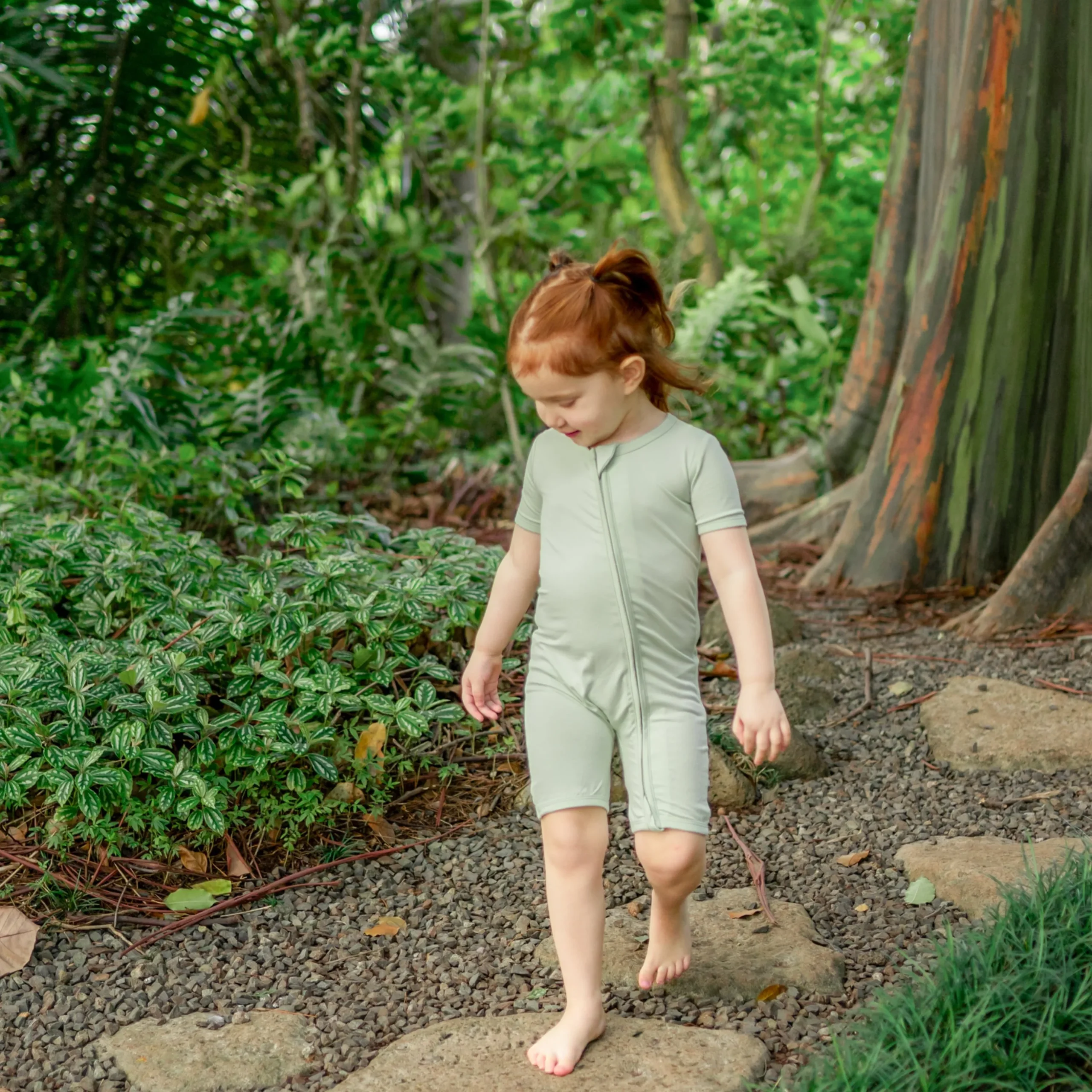 Zipper Shortall Romper in Basil