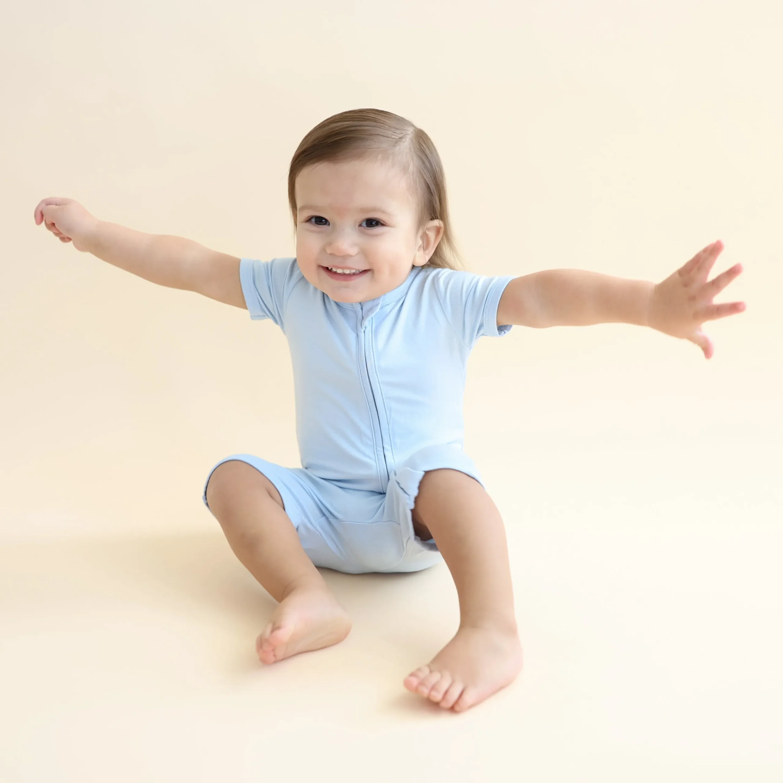 Zipper Shortall Romper in Breeze