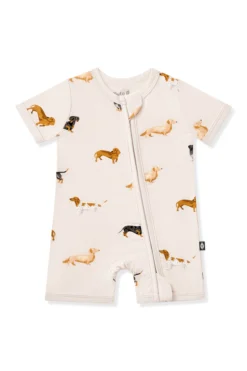 Zipper Shortall Romper in Dachshund