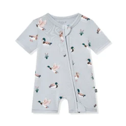 Zipper Shortall Romper in Mallard Duck