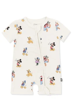 Zipper Shortall Romper in Mickey Mouse and Friends