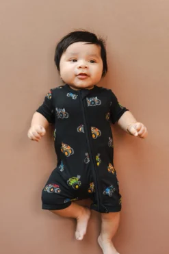 Zipper Shortall Romper in Monster Truck