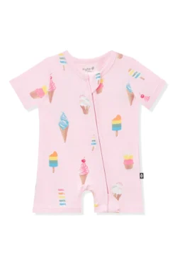 Zipper Shortall Romper in Sakura Ice Cream