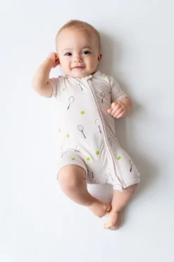 Zipper Shortall Romper in Tennis