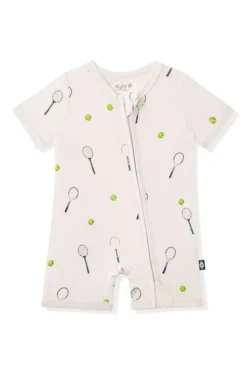 Zipper Shortall Romper in Tennis