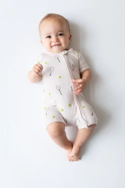 Zipper Shortall Romper in Tennis