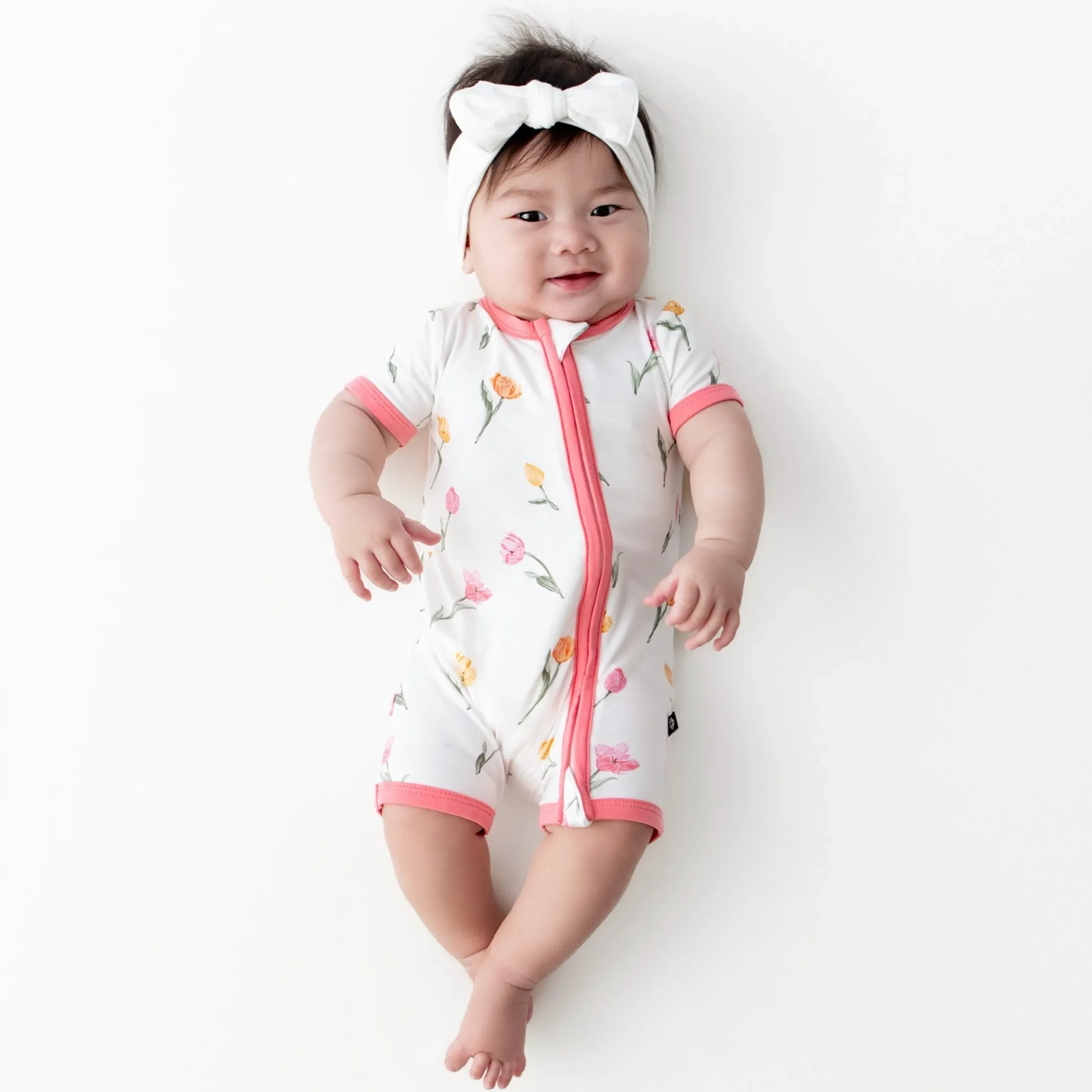 Zipper Shortall Romper in Tulip