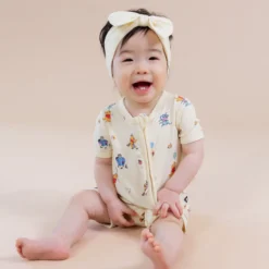 Zipper Shortall Romper in Winnie the Pooh Celebration