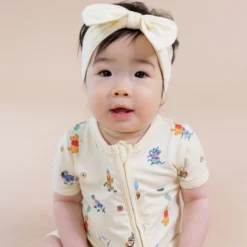 Zipper Shortall Romper in Winnie the Pooh Celebration